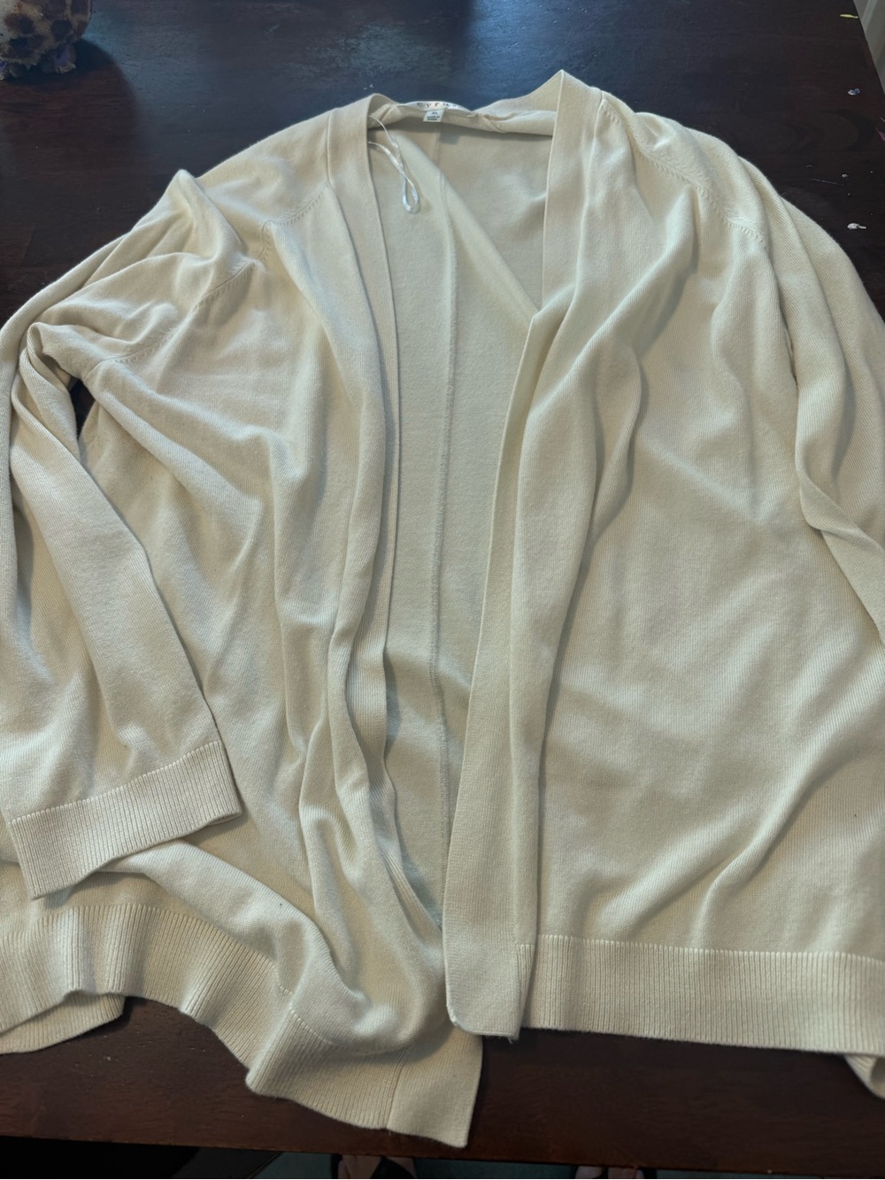 Light Cream Open-Front Women’s Sweater Cardigan.